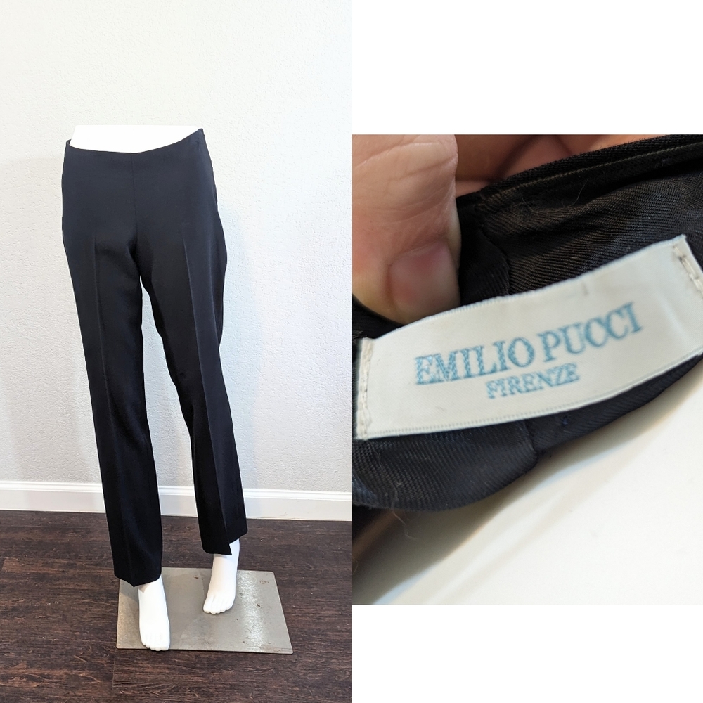 Emilio Pucci Black Straight Leg Wool Pants / Small